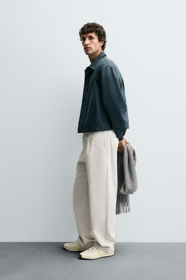 WASHED CROPPED FIT JACKET - Petrol blue by Zara - Image 3