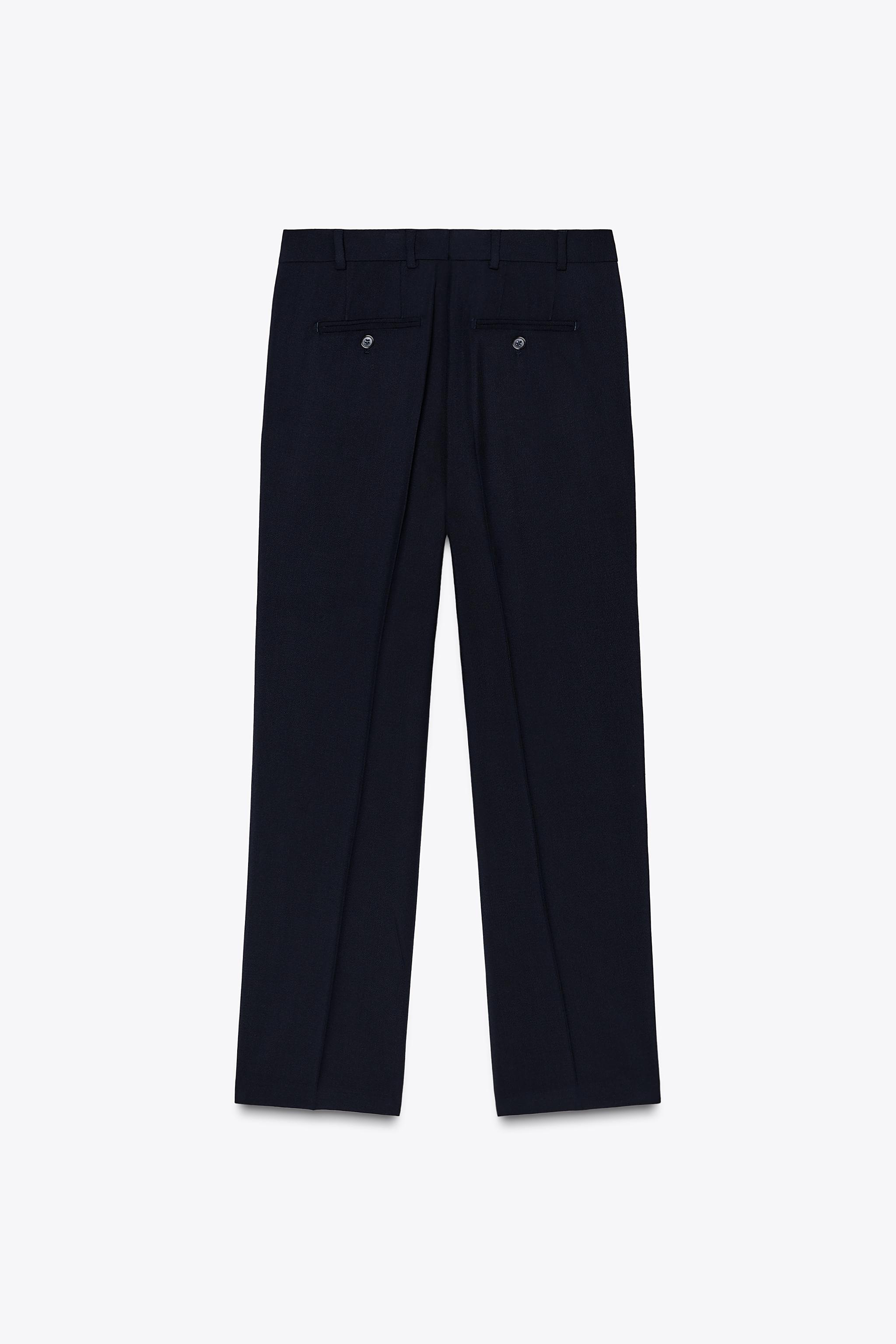 ZW COLLECTION 100% WOOL PANTS - Navy blue | ZARA United States