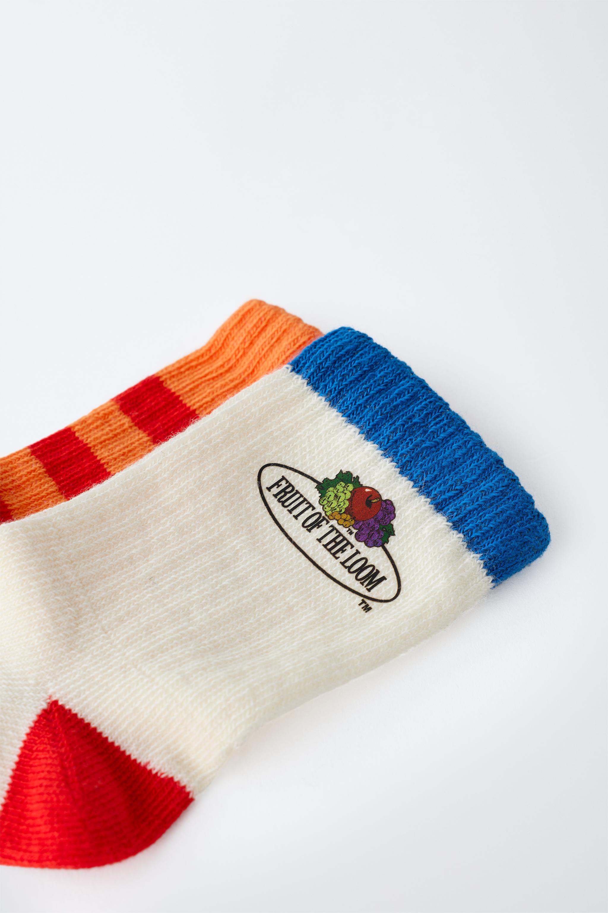 LOT DE DEUX PAIRES CHAUSSETTES MI-HAUTES À RAYURES FRUIT OF THE LOOM™