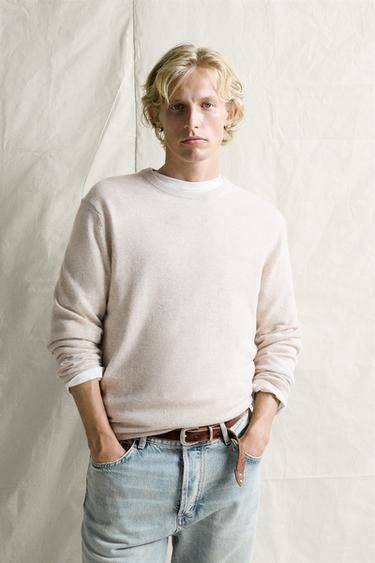 REGULAR FIT 100% CASHMERE JUMPER - Ecru / Marl by Zara