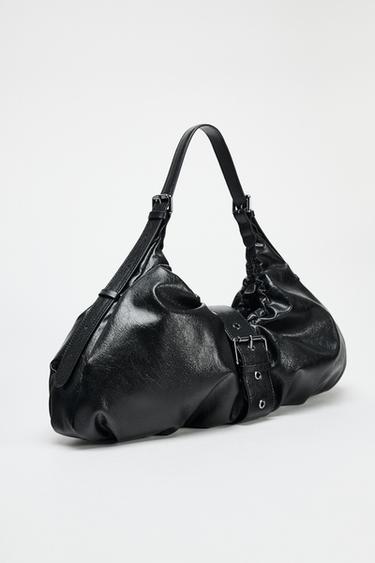 MAXI BUCKET BAG WITH GATHERED DETAIL AND BUCKLE - Black by Zara - Image 3