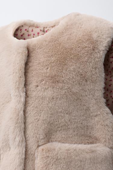 GILET EN FAUSSE FOURRURE - Sable de Zara - Image 3