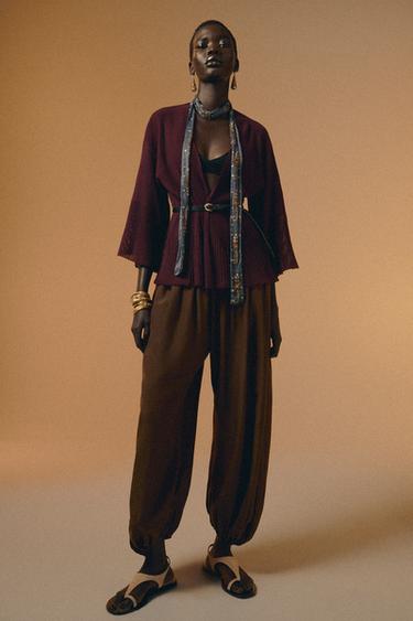 PANTALÓN BOMBACHO ZW COLLECTION - Marrón claro de Zara