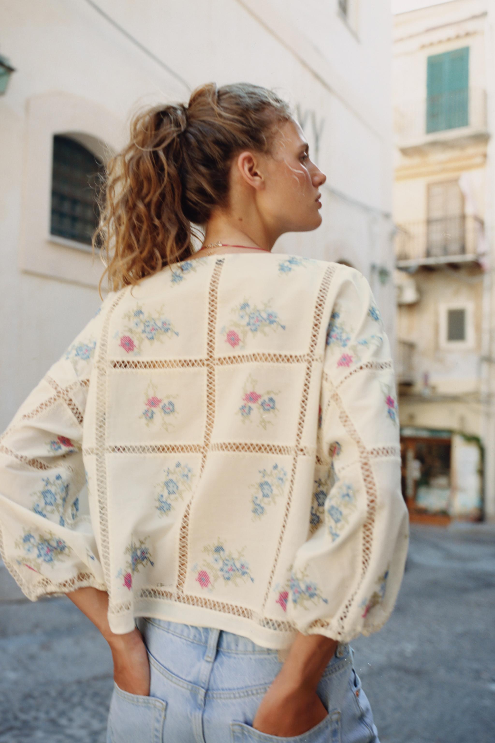 LADDER STITCH EMBROIDERED BLOUSE