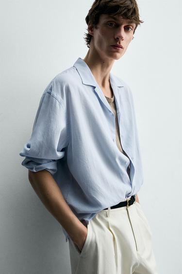 CHEMISE FLUIDE COUPE DÉCONTRACTÉE - Bleu ciel de Zara - Image 4