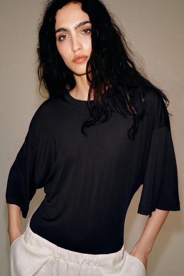 SHORT SLEEVE BODYSUIT - Black by Zara