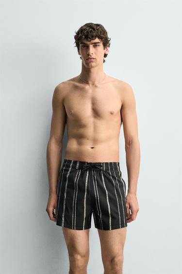 STRIPED SWIMMING TRUNKS - Black by Zara - Image 4