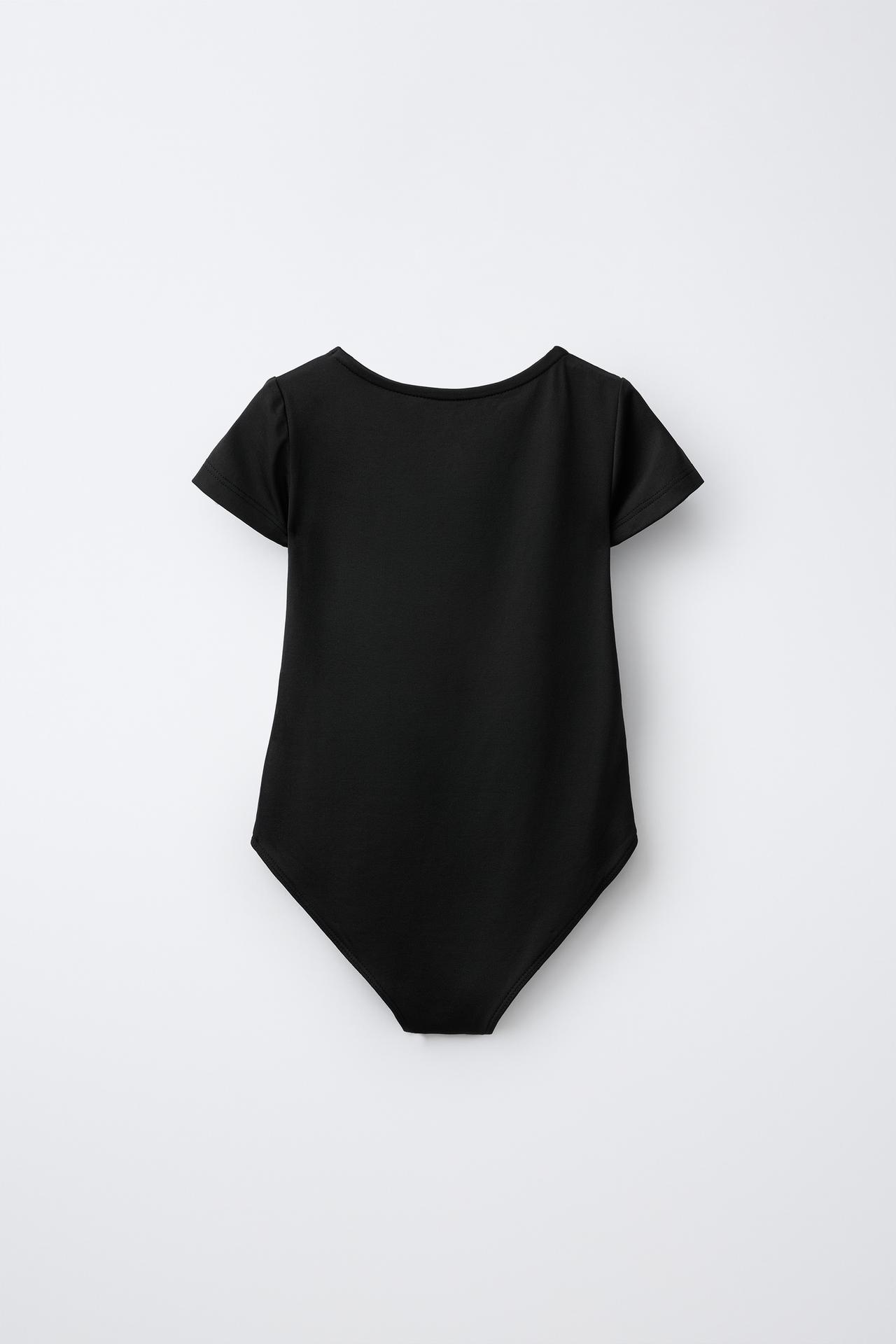 SHORT-SLEEVE POLYAMIDE BODYSUIT — Black