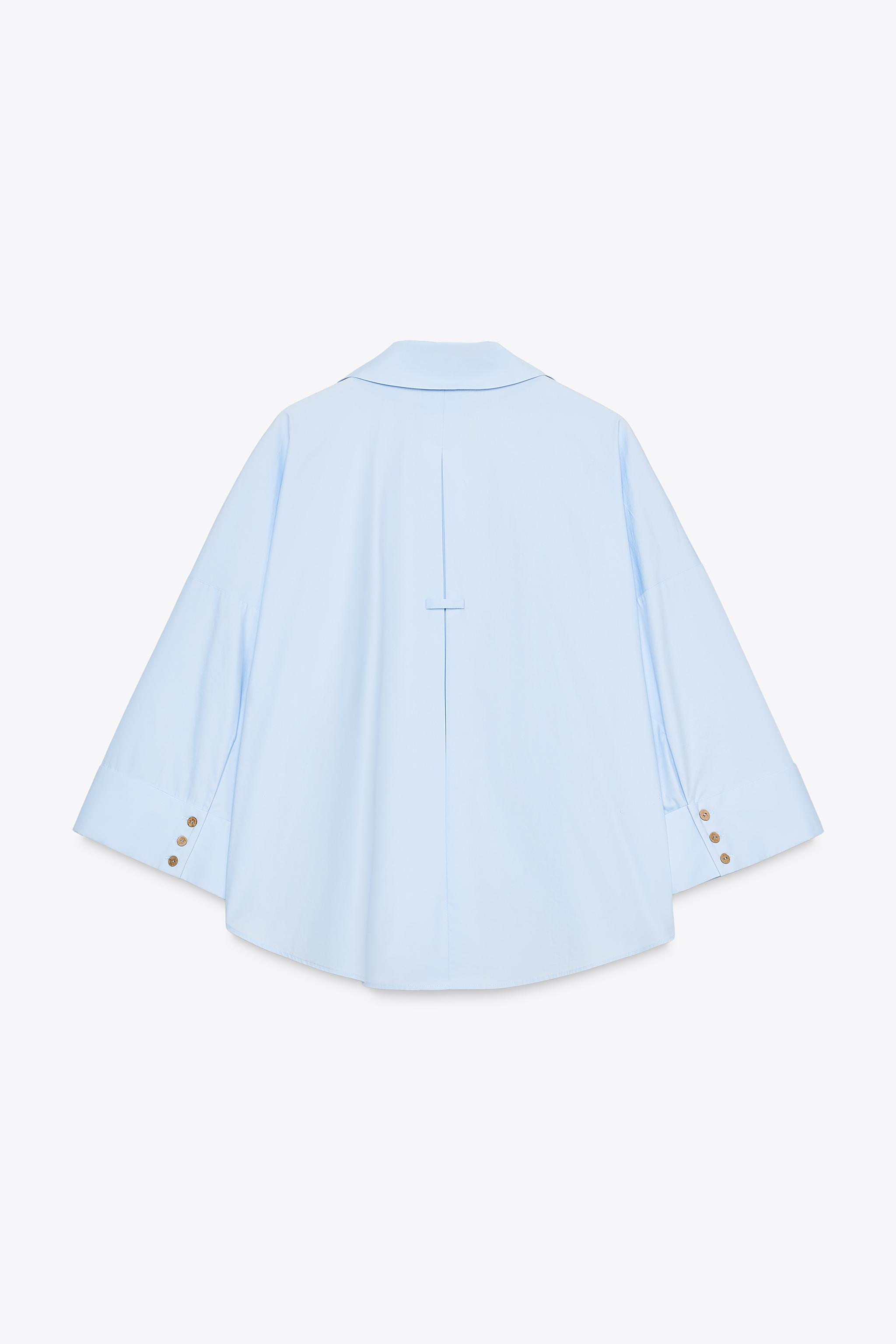 さらぼん WIDE SLEEVE POPLIN SHIRT - Light blue | ZARA United States