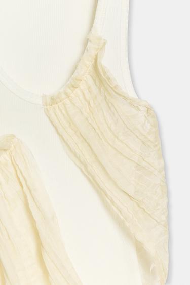 RIBBED COMBINED TOP - Oyster-white by Zara - Image 6