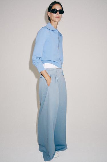 GILET EN MAILLE ZIPPÉ - Bleu ciel de Zara - Image 4