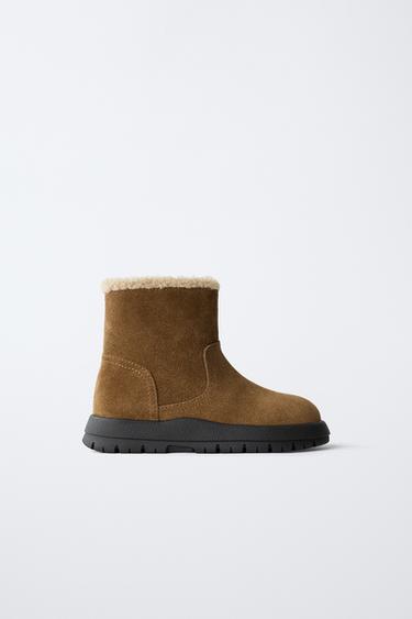 LINED LEATHER BOOTS - Brown by Zara