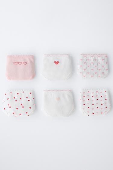 1 1/2- 6 YEARS/ SIX-PACK OF HEART PRINT BRIEFS - Ecru by Zara - Image 4