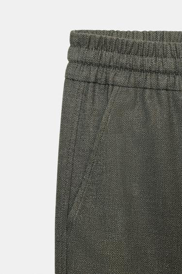 Zara CUFFED JOGGER PANTS - Khaki marl