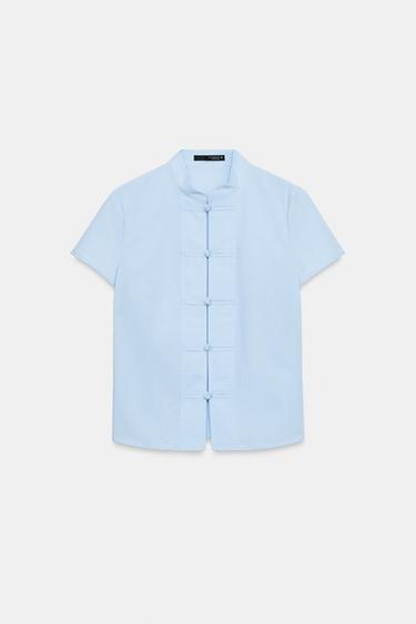 CHEMISE POPELINE À BRANDENBOURGS - Bleu de Zara - Image 3