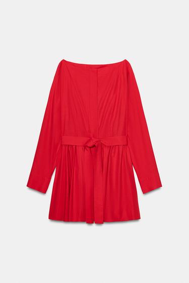 VESTIDO MINI CINTURÓN ZW COLLECTION - Rojo / Coral de Zara - Imagen 0