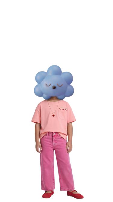 CAMISETA BOLSILLO BORDADOS - Mandarina de Zara