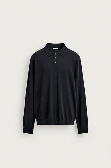 REGULAR FIT KNIT POLO SHIRT — Navy blue 1