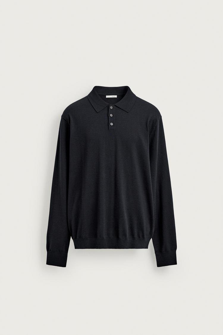 REGULAR FIT KNIT POLO SHIRT — Navy blue