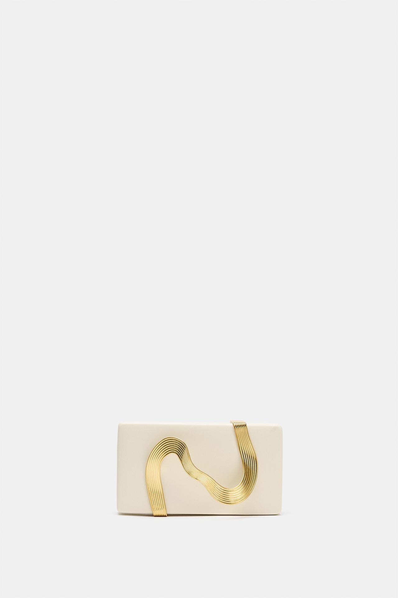 METAL DETAIL CLUTCH — White