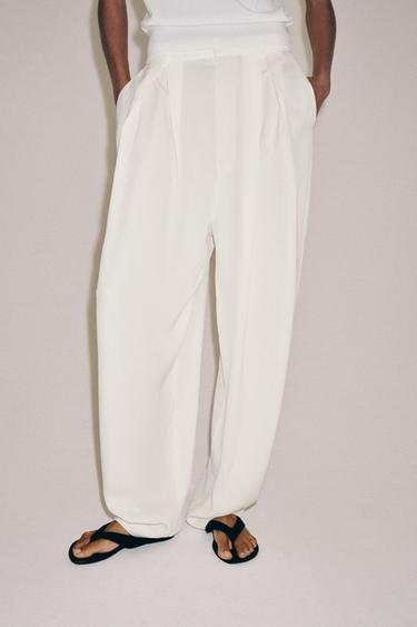 ZW COLLECTION FLOWING DARTED TROUSERS - Oyster-white by Zara