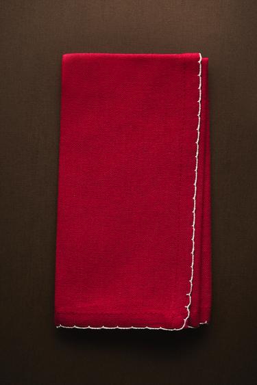 ZESTAW SERWETEK FALOWANE (ZESTAW 2 SZT.) - Czerwony Zara