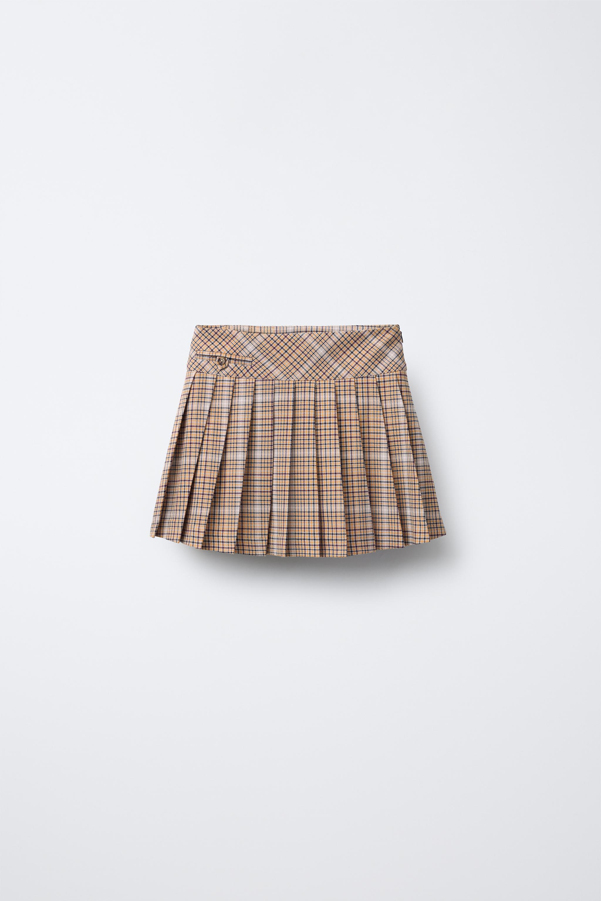 CHECK BOX PLEAT SKIRT - yellow | ZARA Australia