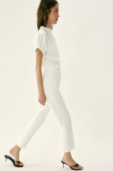 HIGH-WAIST TROUSERS - White by Zara