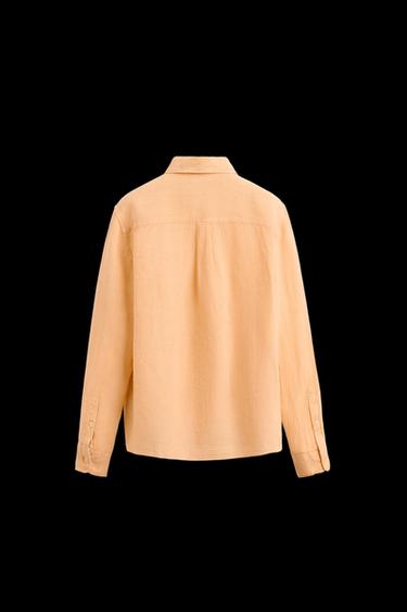100% LINEN SHIRT - Tangerine by Zara