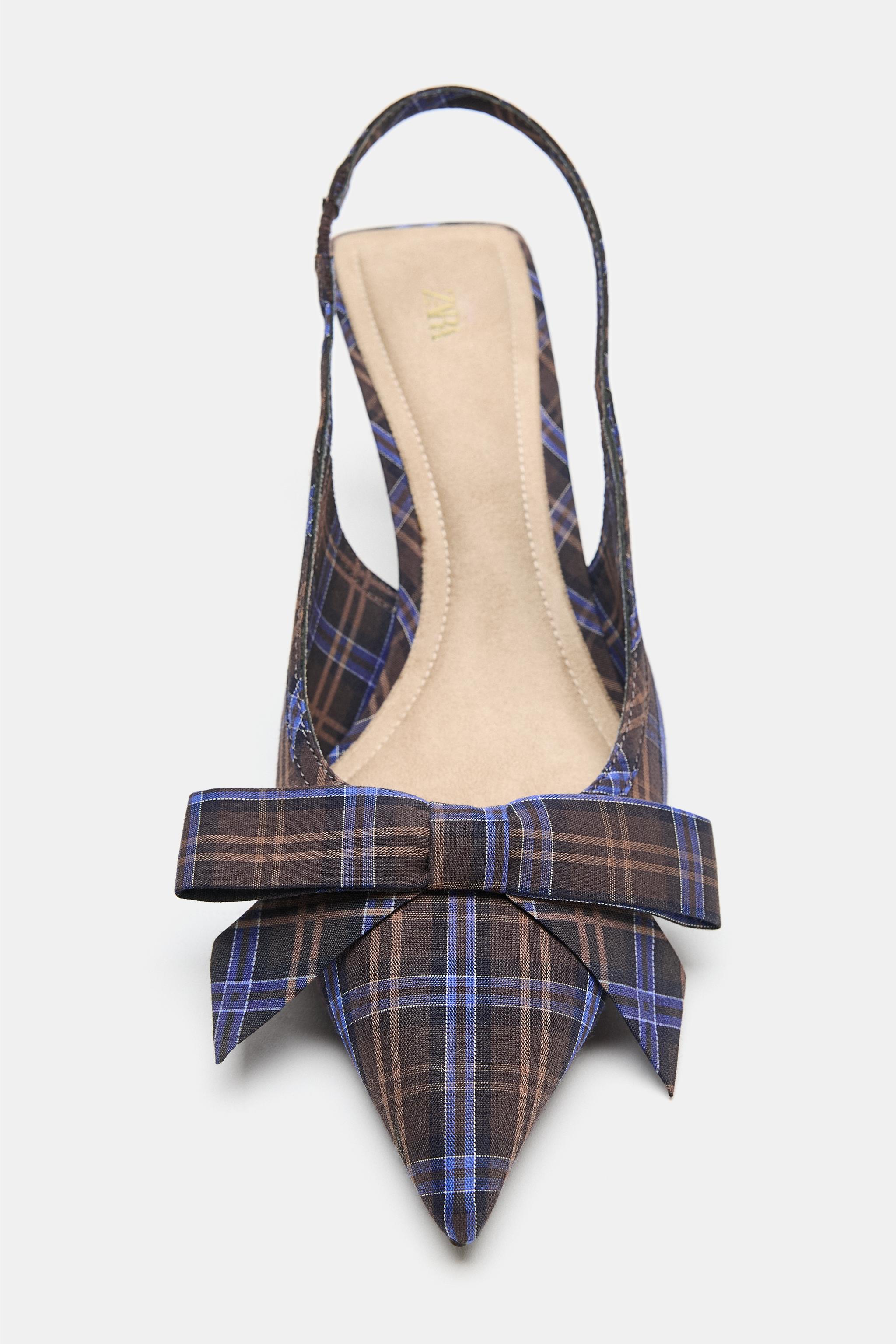 Женские туфли Zara BOW PLAID HEEL SHOES — фото 5