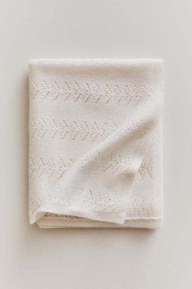 CASHMERE OPENWORK BLANKET — Oyster-white 1