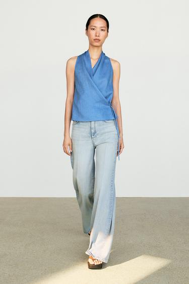 Zara 100% linen crossover halter top - 452 - Image 0
