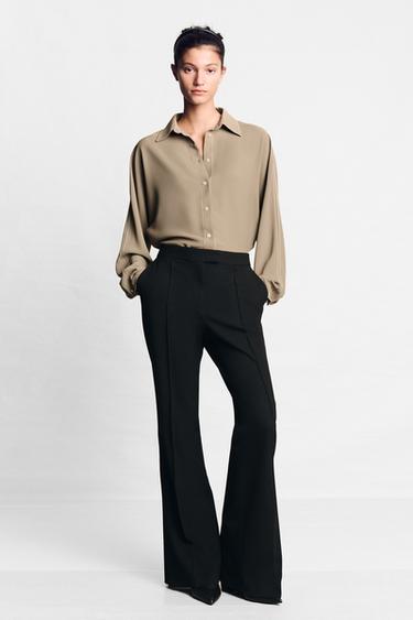 Zara CONTRAST TOPSTITCHING SHIRT - Brown / Taupe