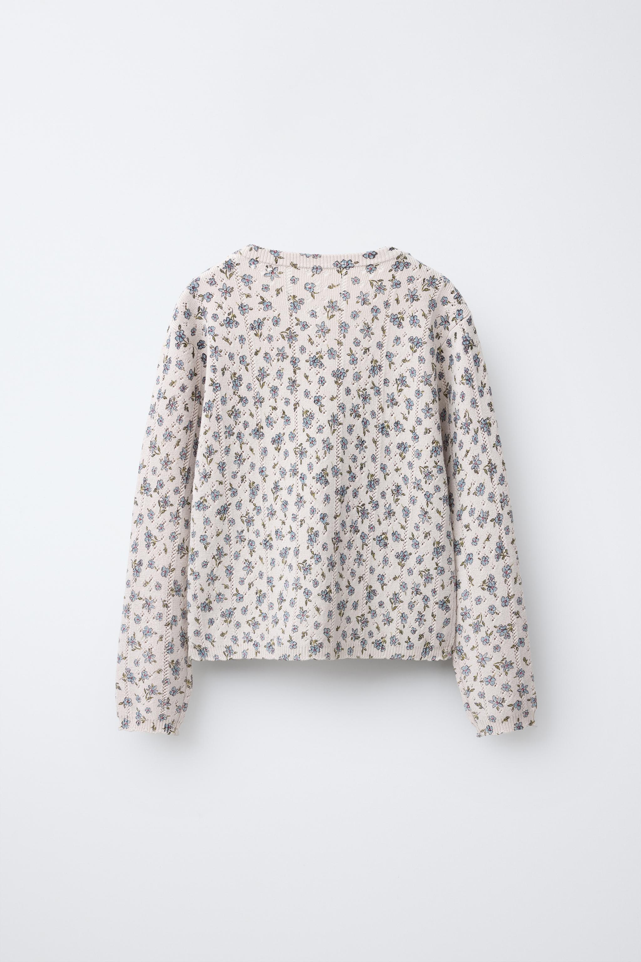 花柄ファインニットカーディガン - きつね色 | ZARA Japan / 日本