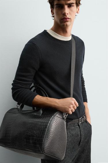 EMBOSSED MOCK CROC TRAVEL BAG - Black by Zara - Image 0