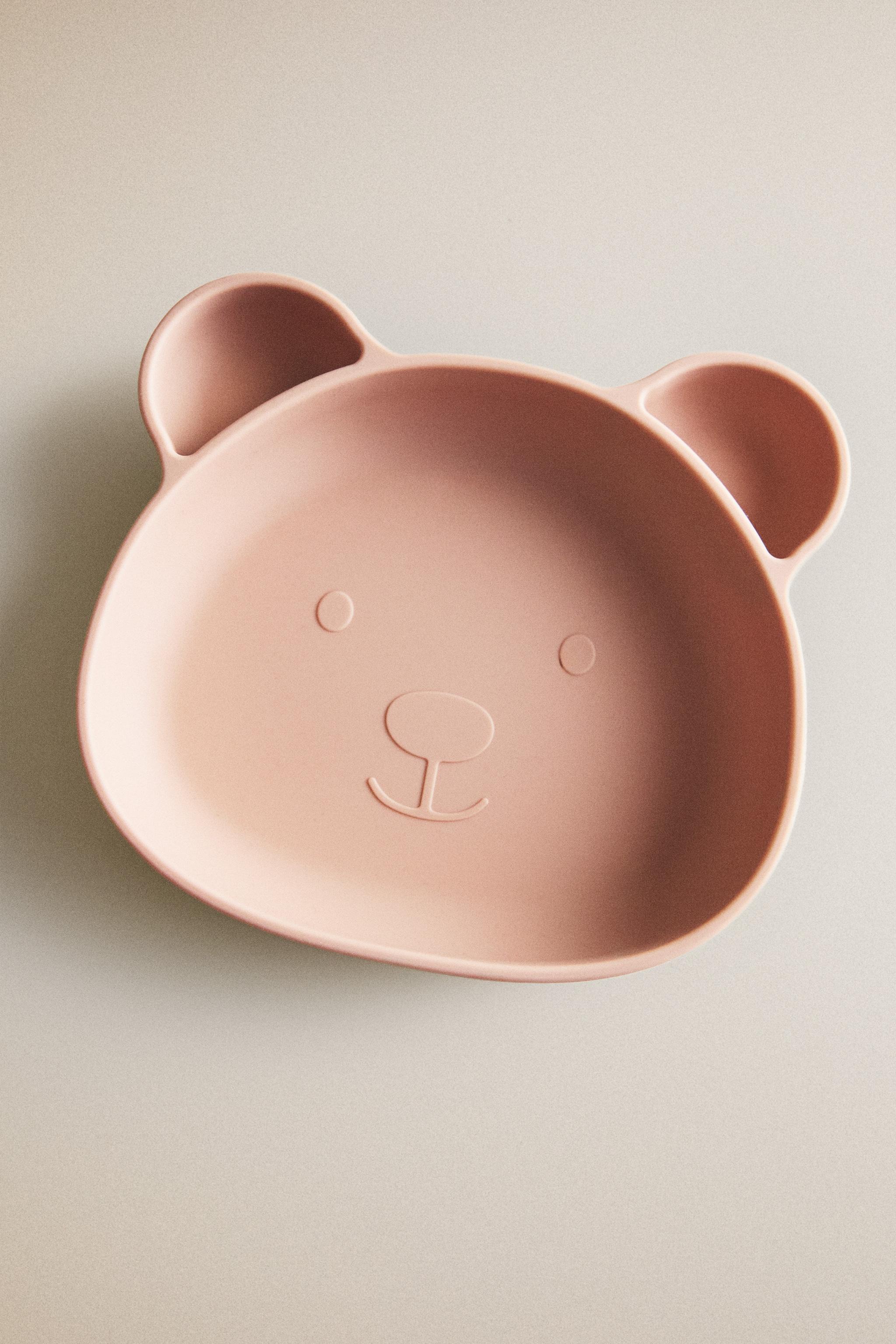 KIDS' BEAR SILICONE PLATE — Pink