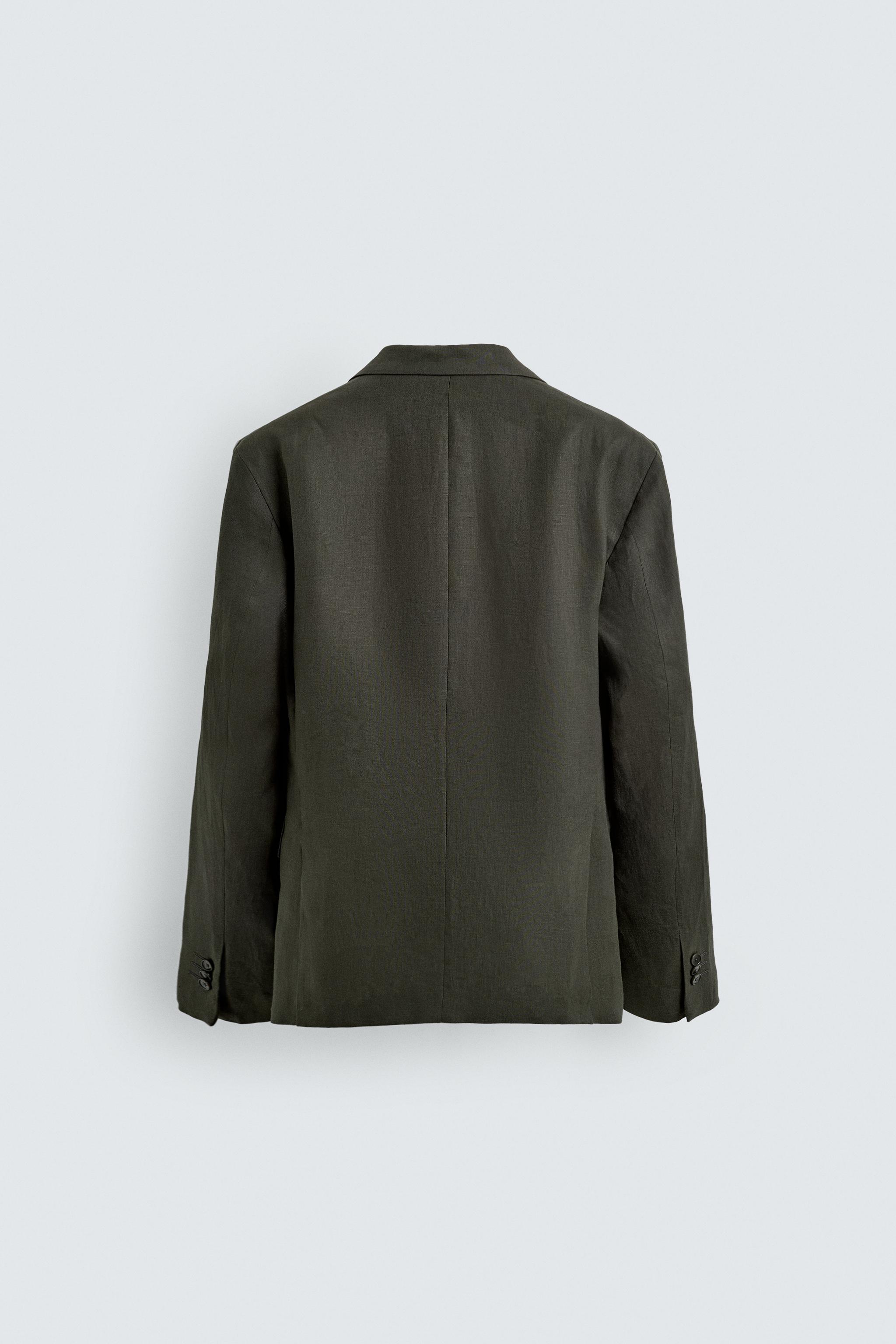 ダブルブレスト仕様リネンブレザー - カーキ | ZARA Japan / 日本