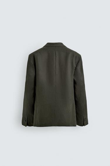 VESTE À DOUBLE BOUTONNAGE 100% LIN - Kaki de Zara - Image 7