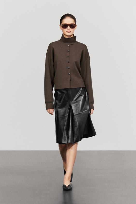 Zara Short nappa leather skirt - Black - Image 0