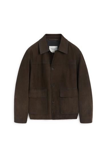 Leather nubuck pocket detail jacket - LIMITED EDITION — Brown 2