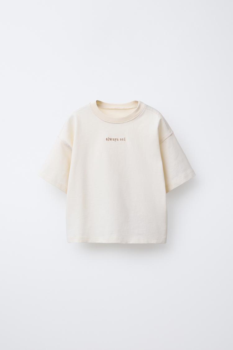 Camiseta Zara Embroidered Text Hombre Gris En Camisetas Y Polos De