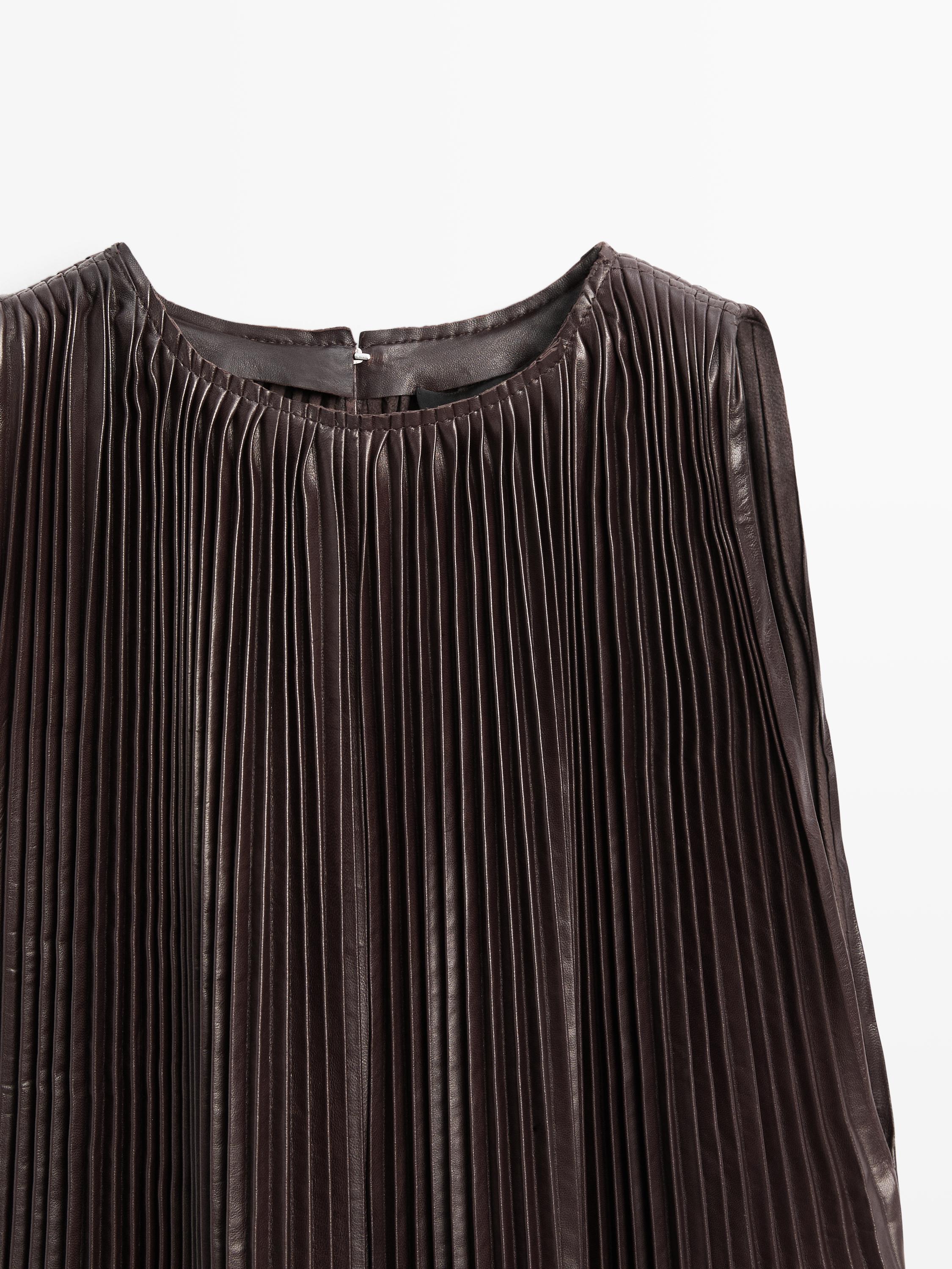 Long pleated nappa leather top - LIMITED