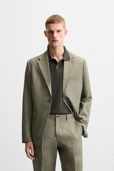 BLAZER DE TRAJE 100% LINHO - Verde-claro da Zara