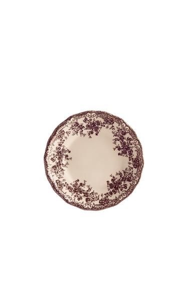 FLORAL EARTHENWARE SIDE PLATE - Brown by Zara