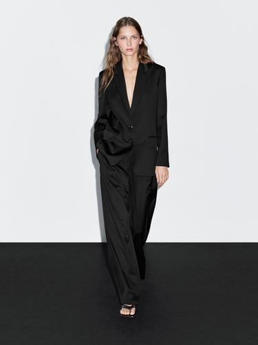 Zara Pleated extra fine wool trousers - Black - Image 0