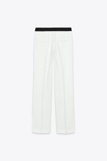CONTRAST WAIST TROUSERS - Ecru by Zara - Image 6