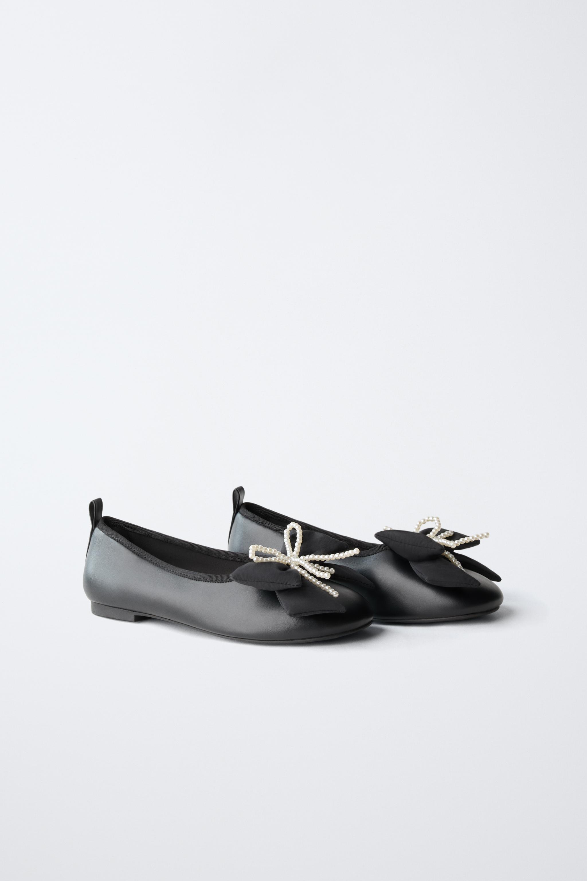 リボンディテール バレエシューズ - ブラック | ZARA Japan / 日本