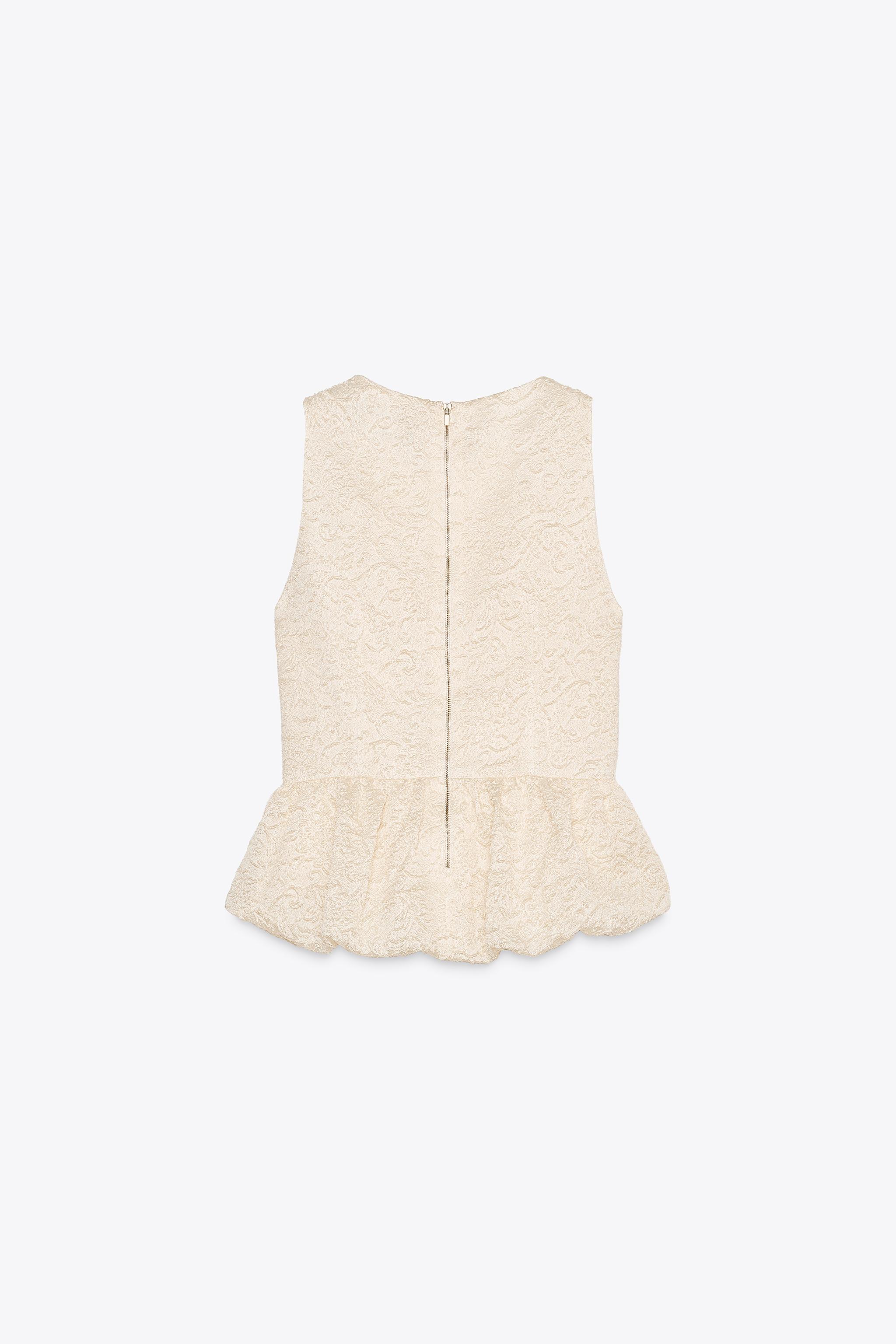 おトク情報がいっぱい！ エンボス加工ペプラムトップス 日本 / Japan ZARA | カバ - トップス
