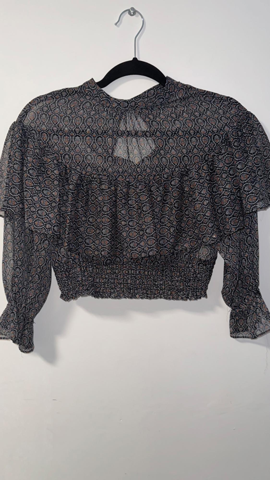 PRINTED BLOUSE WITH METALLIC THREAD