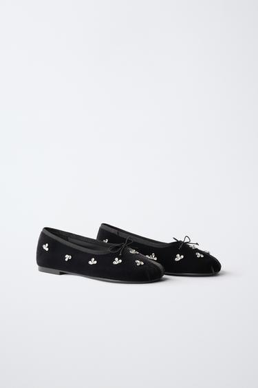 SPARKLE DETAIL BALLET FLATS — Gray 2